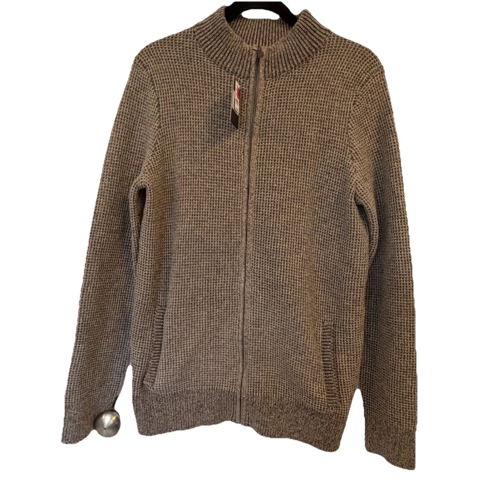 Joseph Abboud Wool Blend Zip Sweater Small Brown Mock Neck NWT